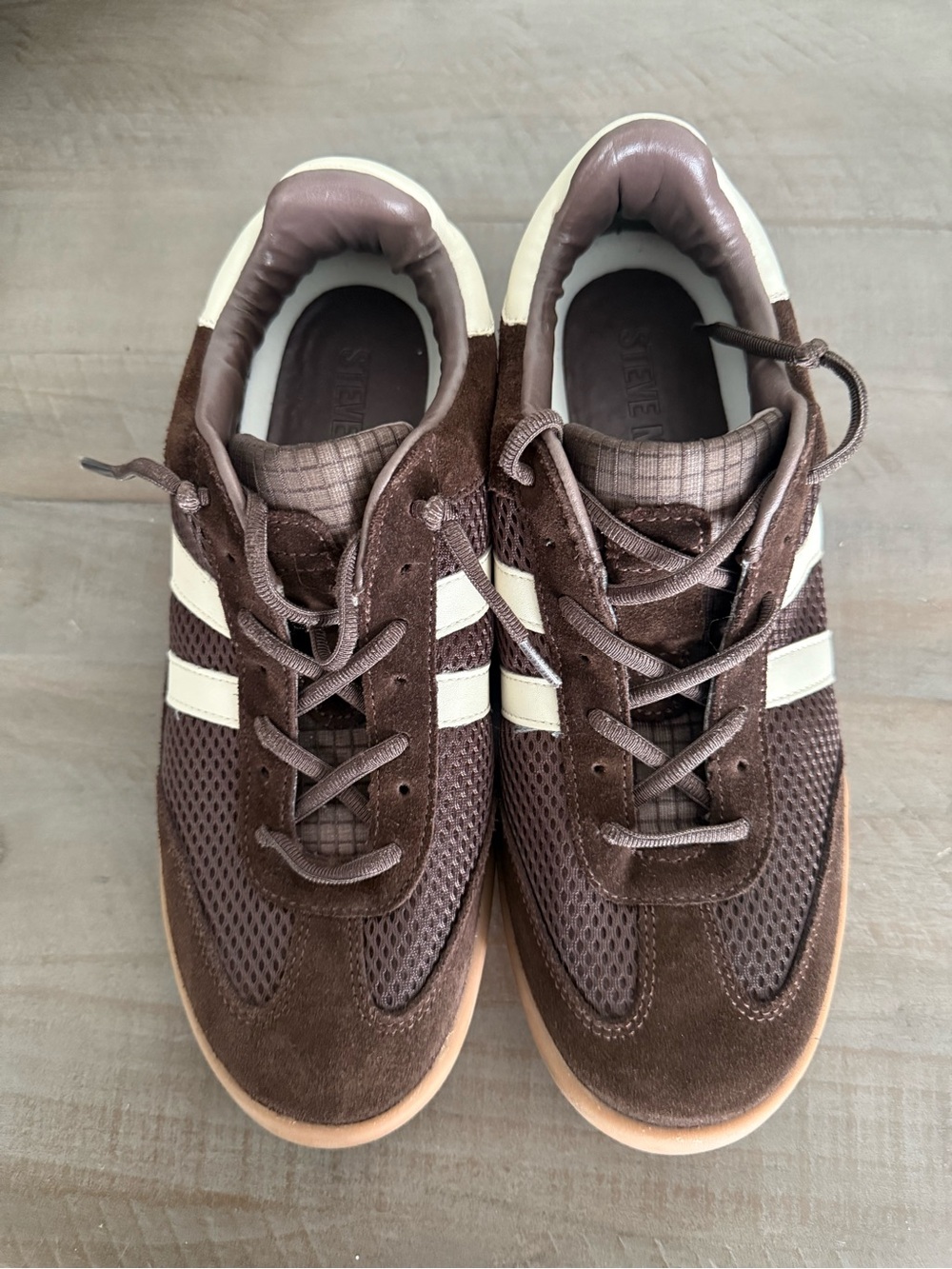 Steve Madden Verdict Dark Brown Suede Mesh Retro Sneakers